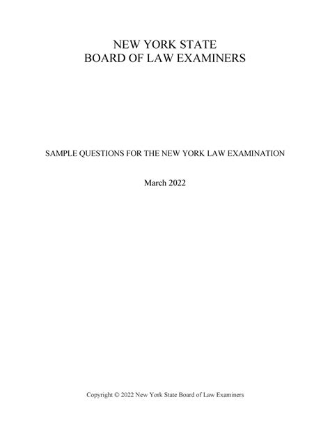 Nylesample Questions New York State Board Of Law Examiners Sample
