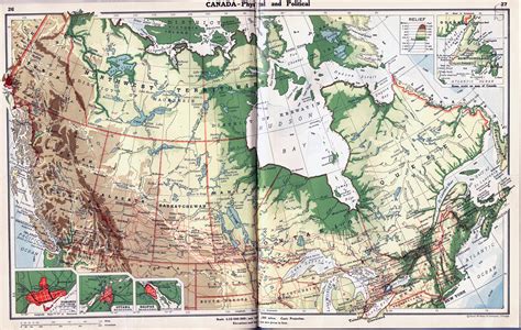 Large Detailed Old Physical And Political Map Of Canada