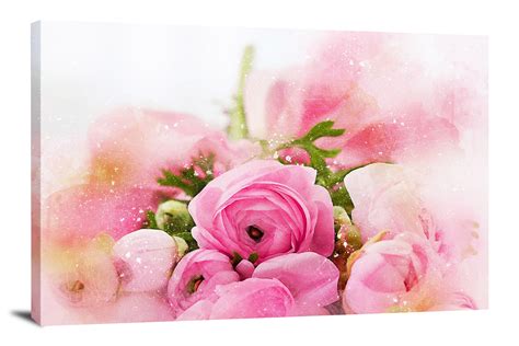 Sparkly Pink Roses 2017 Canvas Wrap