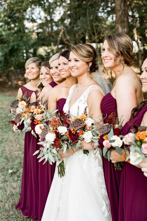 Wine Colored Bridesmaid Dresses Autumnal Wedding Ceremony Formal