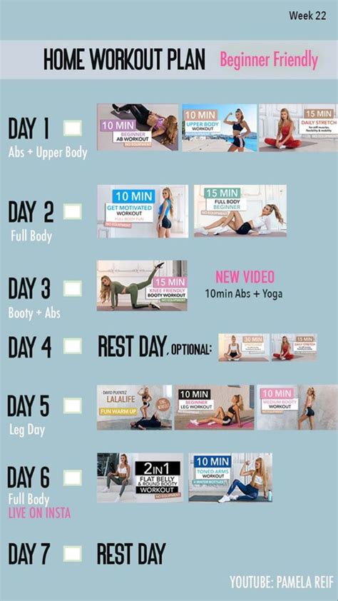 Pamela Reif Workout At Home Workout Plan Workout Plan For Beginners