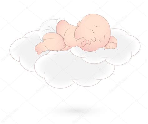 Bebé Durmiendo En La Nube Vector Gráfico Vectorial © Baavli Imagen