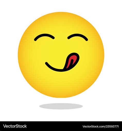Yellow Yummy Smiley Emoticon Hungry Face Emoji Vector Image