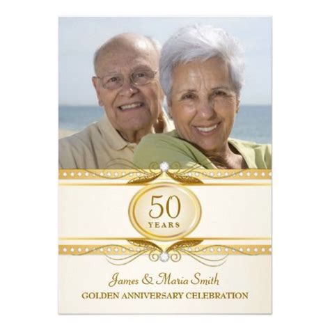 Golden 50th Wedding Anniversary Photo Invites Zazzle 50th Wedding