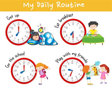 Activity Chart Showing Different Daily Routine Of Kids