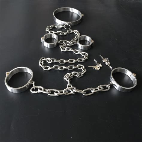 2018 Sex Shop Metal Sex Handcuffs Ankle Cuffs Collar For Sex Slave Bdsm Bondage Set Adult