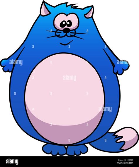 Blue Cartoon Fat Cat Stock Vector Image And Art Alamy