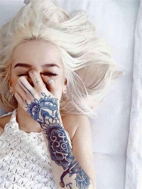 Tattoos White Blonde Hair Platinum Blonde Hair Ink Tattoo Girl