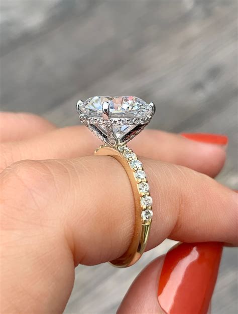 Two Tone Hidden Halo Engagement Ring Hottest Engagement Rings Trending Engagement Rings