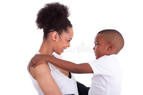 Young African American Single Mother With Her Son Black