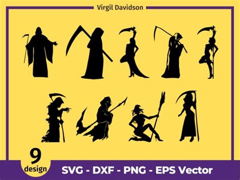 Grim Reaper Girl Svg Cut Files Cricut Dxf Png Eps Vector