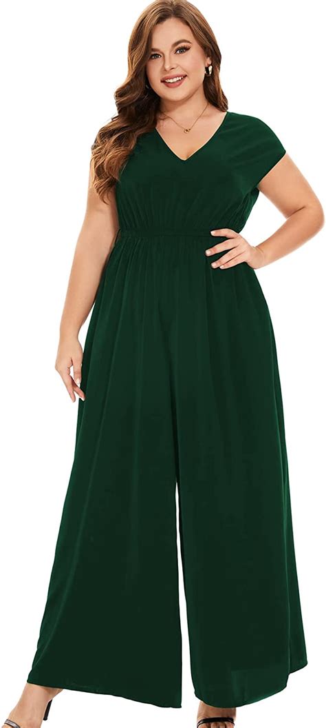 Tanmolo Plus Size Jumpsuits For Women Short Sleeves Wide