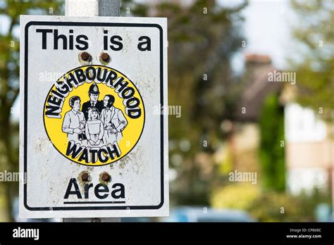 Neighbourhood Watch Sign In Cambridge Suburban Street Uk Stock Photo