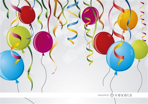 Party Ribbons Balloons Background Vector Download
