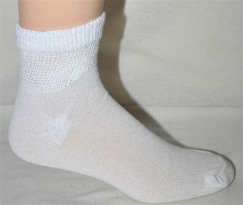 Diabetic White Ankle Socks 3 Pair Light Summer Weight Mens Size 10 13