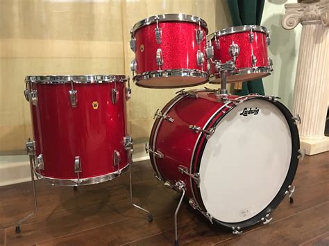 Ludwig 1968 Hollywood Drum Set Red Sparkle Drugans Drums And Guitars