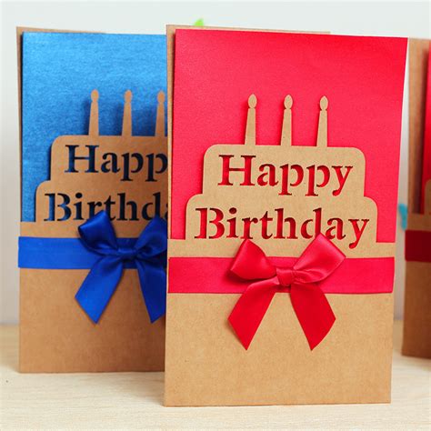 Bow Happy Birthday Paper Greeting Card 6pcslot 30gpc