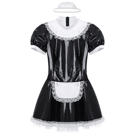 Uk Womens Halloween Patent Leather French Maid Dress Cosplay Costume Clubwear Ebay