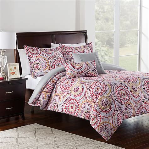 Christine 4 5 Piece Comforter Set In Red Bed Bath And Beyond