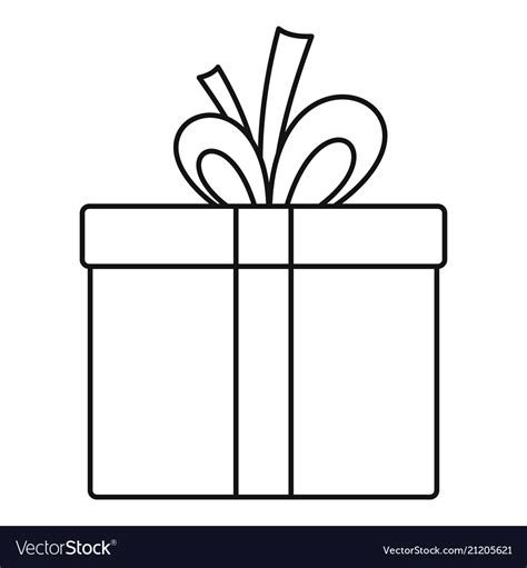 Gift box outline drawing Royalty Free Vector Image