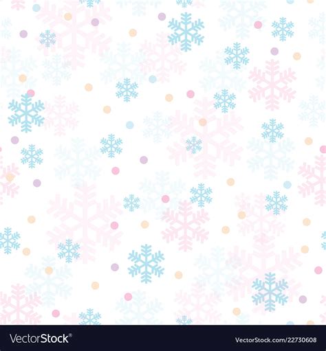 Pink Blue Christmas Snowflakes Seamless Pattern Vector Image