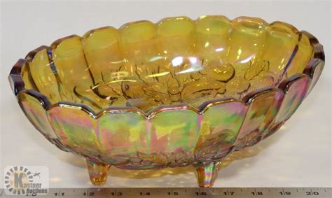 Large Frosted Carnival Glass Center Piece Bowl