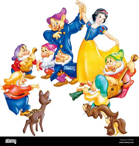 Snow White And The Seven Dwarfs Clockwise From Left Deer Happy Grumpy Bashful Dopey