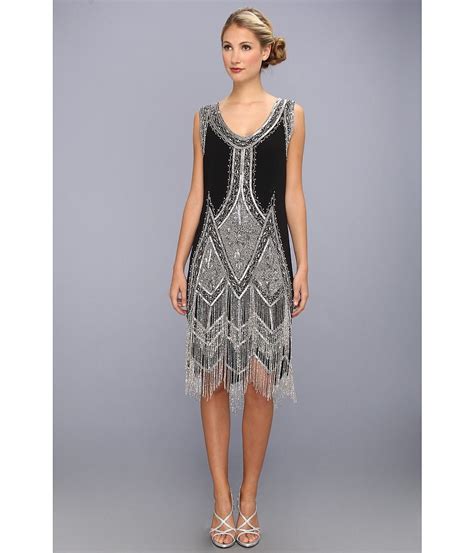 vintage 1920s inspired embellished beaded lace cocktail flapper gatsby roaring 20s party midi