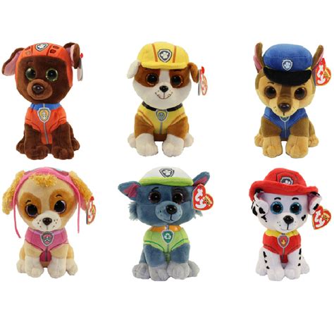 Ty Beanie Babies Paw Patrol Set Of Chase Marshall Rocky Rubble