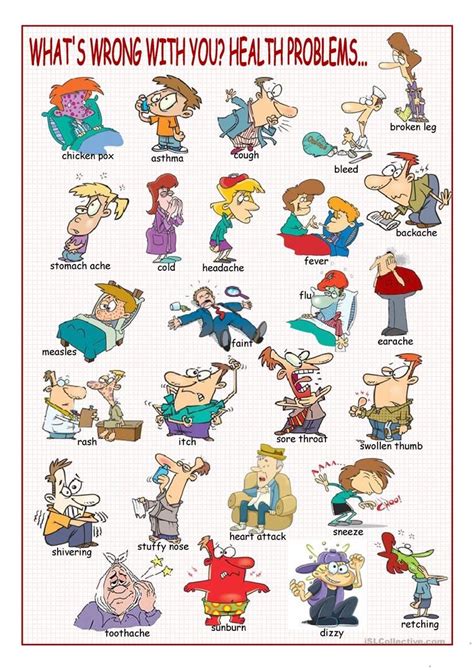 what s wrong with you health problems picture dictionary worksheet free esl printable