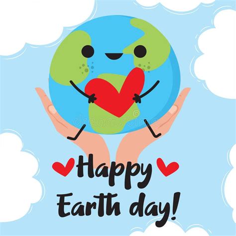 Cartoon Earth Illustration Hands Holding Earth Vector Happy Earth