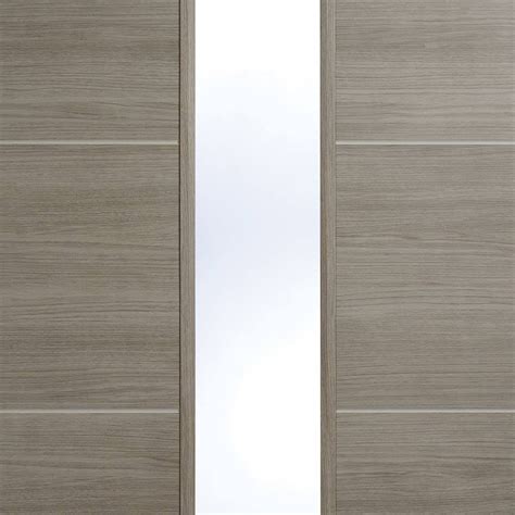 Laminate Santandor Light Grey Door Pair Clear Glass Prefinished