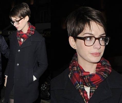 anne hathaway rocks chic nerdy look with plaid scarf in london