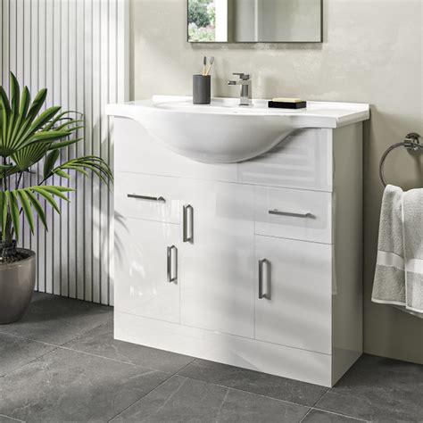 850mm White Freestanding Vanity Unit With Basin Classic Better