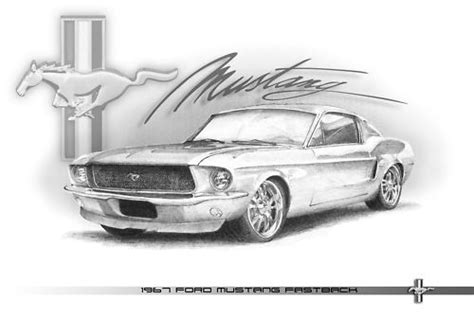 1967 Ford Mustang Fastback Pencil Drawing Zeichnungen Von Autos