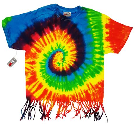 In this tutorial i show how to tie dye a midnight rainbow design onto a 100% cotton shirt. Rainbow Tie Dye Fringe Ladies T-shirt - Bewild