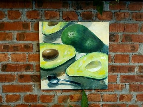 Avocado With Silver Spoon Painting By Anna Stratovich