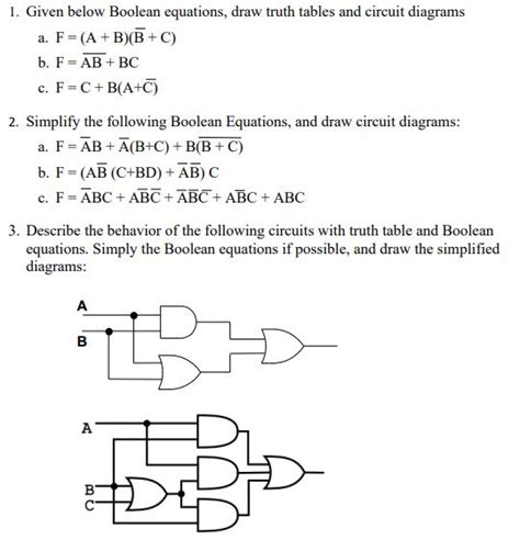 Solved 1 Given Below Boolean Equations Draw Truth Tables