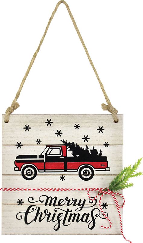 Merry Christmas Truck Hanging Pallet Plaque Crafts Direct