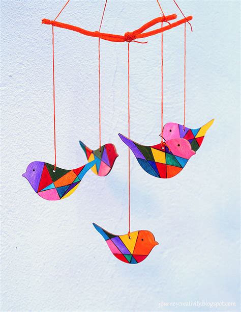 Diy Wood Bird Mobile Indie Crafts