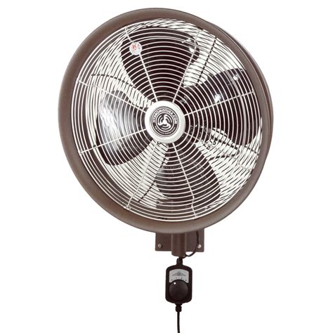 24 Inch Shrouded Outdoor Wall Mount Oscillating Fan 3 Speed Control On