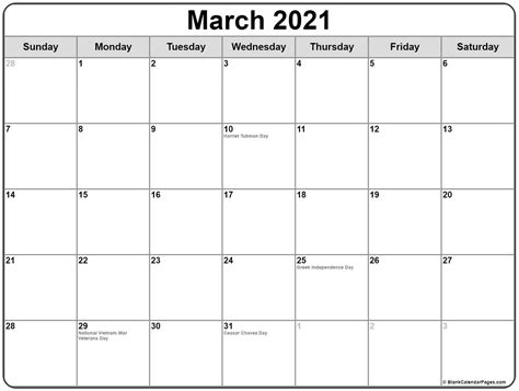 Calendar March 2021 Usa Free Printable Calendar Monthly