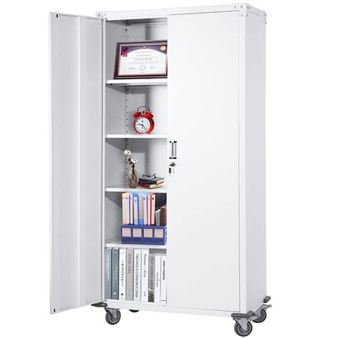 Buy 75 Tall Metal Storage Cabinets With Wheels White Rolling Garage