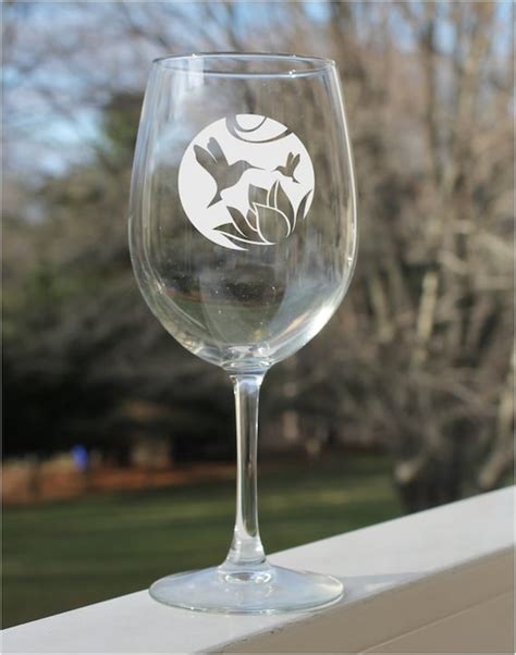 Etched Wine Glasses Hummingbird Wine Glass Etched Wine Etsy