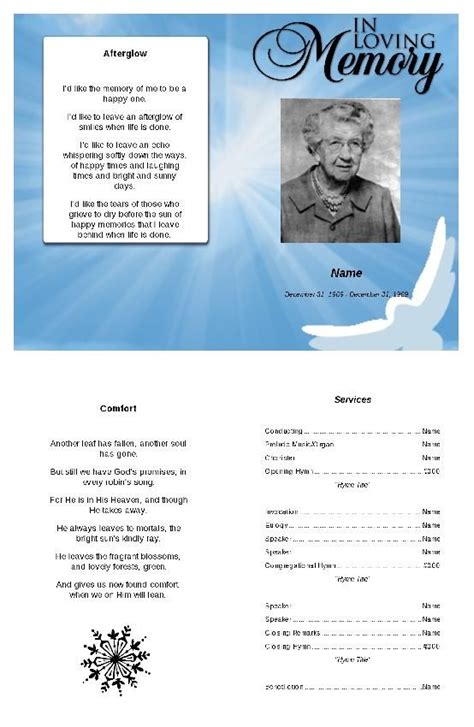 In Loving Memory Funeral Program Template To Customize And Download