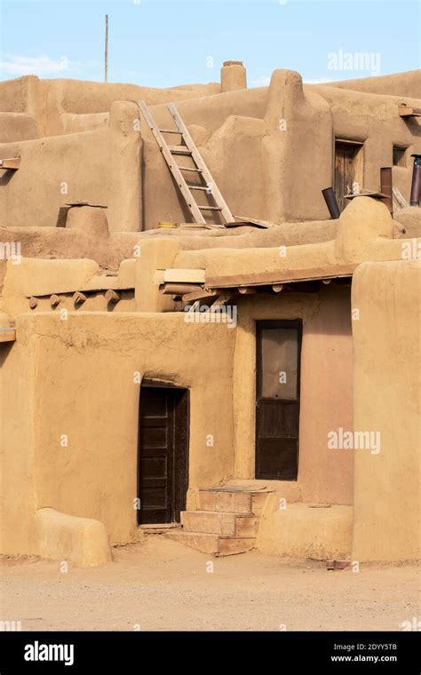 An Adobe Multistoried House In The Native American Adobe Village Of