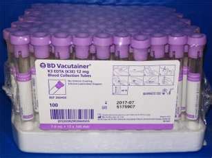 BD VACUTAINER Blood Collection Tubes 7ml K3 EDTA Lavender Purple 100