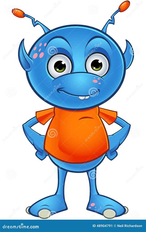Blue Alien Creature Cartoon Mascot Vector Illustration Cartoondealer