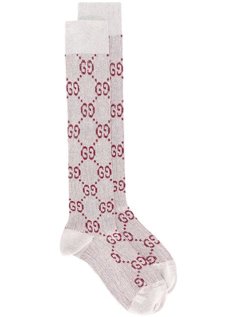 Gucci Cotton Gg Supreme Metallic Socks In Leadpink Pink Lyst