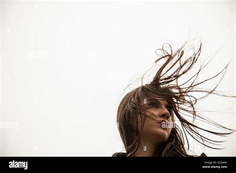 Young Woman Hair Blowing In Hi Res Stock Photography And Images Alamy